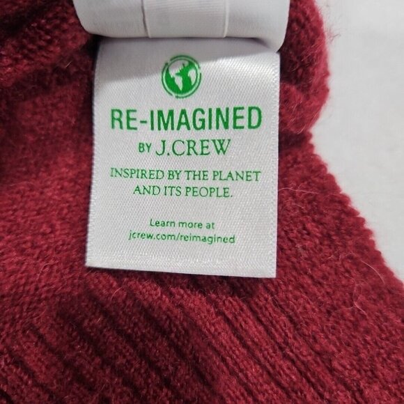 J Crew Womens Turtleneck Sweater Medium Burgendy Alpaca Merino Wool Side Slit - Picture 7 of 11